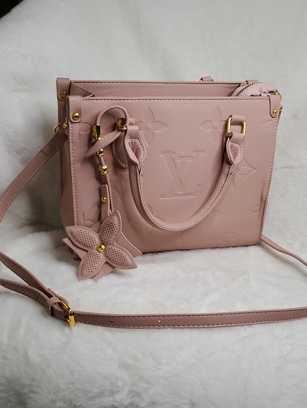 LV💠 Blush Pink Empreinte Satchel with Floral Charm